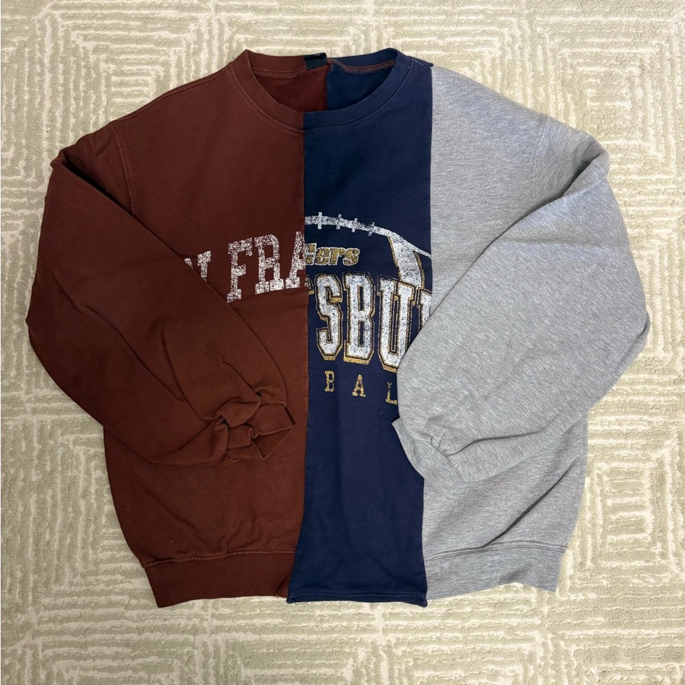 Urban Outfitters Brown Navy Gray Colorblock Pullover Sweatshirt
